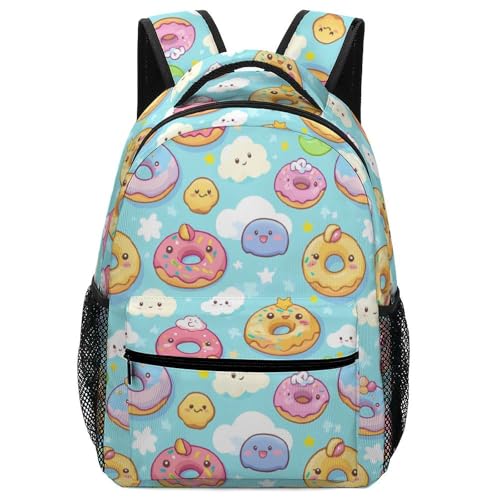 Cute Donuts Cartoon Funny Backpack Casual Daypack Lightweight Shoulders Bag for Men Women Cute Print