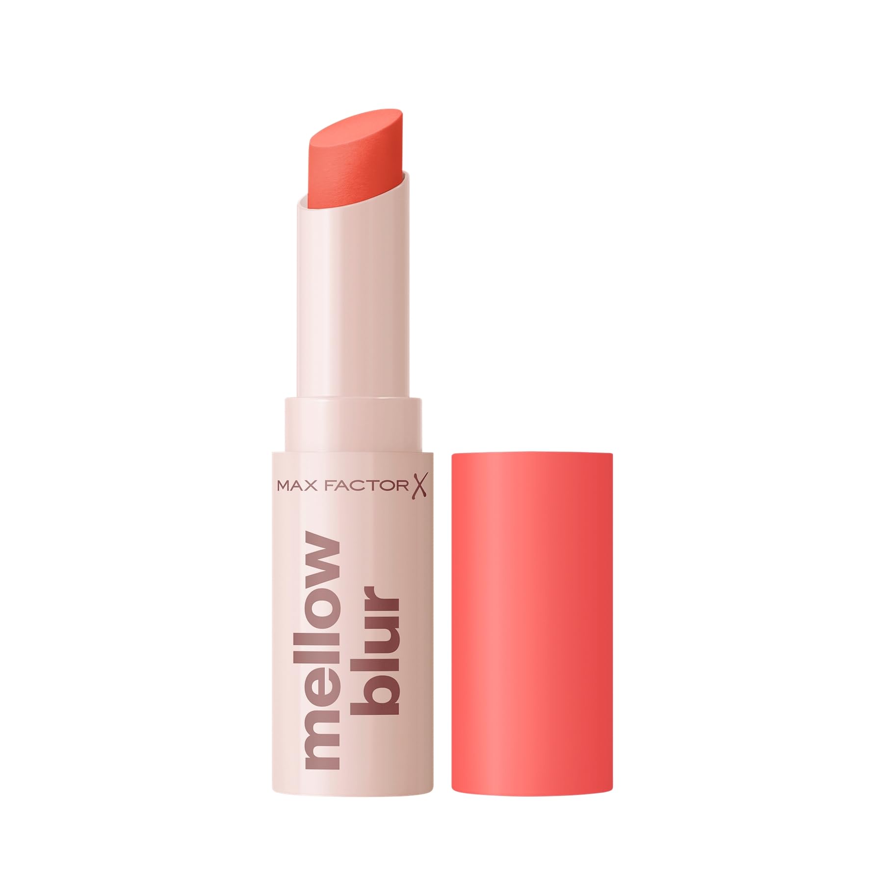Max Factor Mellow Blur Lipstick, 30 Peach Blush, Lipstick, Soft-Blurring, Instant Blur, Pillow-Soft Lips, Buildable, Soft-Matte Pigment, 3.5g