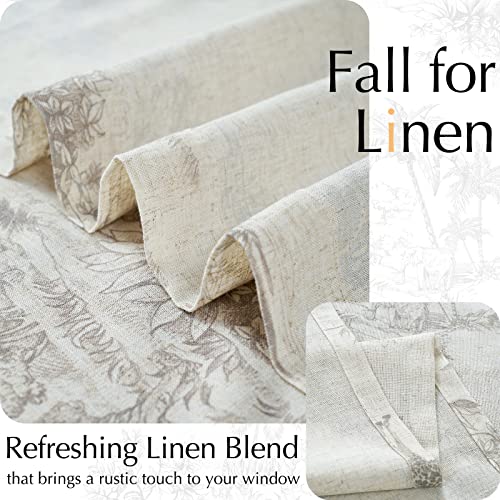 Jinchan Linen French Door Curtain Toile De Jouy Printed Door Curtain 72 Inch Floral Farmhouse Door Window Curtains Privacy Door Panel With Tieback Rod Pocket Light Filtering 1 Panel Grey On Beige #TOP5