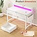DurayLoly Computer Desk with 2 Drawers & LED Lights,31.5 Inch Home Office Desks with Side Pocket and Monitor Stand,Study Writing Table for Small Spaces,White