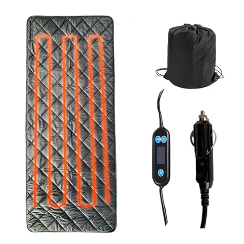 Car Plug 12 Volt Crystal Velvet Non-Slip Bottom Blanket Heating Mat Outdoor Blanket Heated Mattress,Heated Blanket Sleeping Bag Mat-9 Heat Setting 9 Timer Setting( 66.9