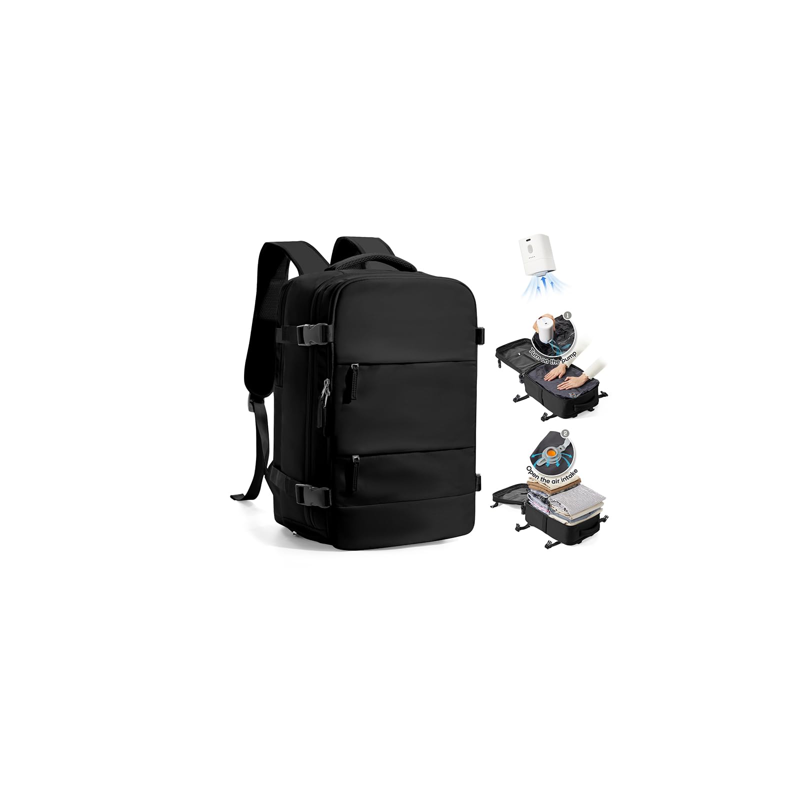 SZLX Zaino Ryanair 40x30x20 Sottovuoto con Pompa Zaino da Viaggio 40x30x20 Bagaglio a Mano Wizzair Donna Uomo Borsa da Cabina per Easyjet Adatto a Laptop da 14 Pollici Impermeabile per Lavoro