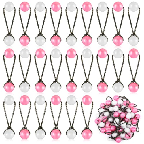Jutom 24 Pcs Bubble Hair Ties Balls for Girls Double Bead,Pink and White