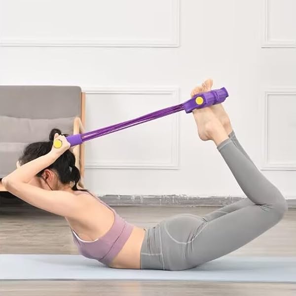 6-Tube Pedal Puller Resistance Band Multifunction Elastic Tension Rope for Full Body Workout Fitness Bands Strength Training Yoga Stretching Slimming Home Gym Exercise Equipment - 5