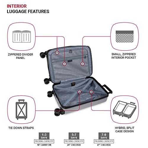 Swissgear 8020 Hardside Expandable Luggage With Spinner Wheels, Ultimate Grey, 3-Piece Set (18/24/27) #TOP2