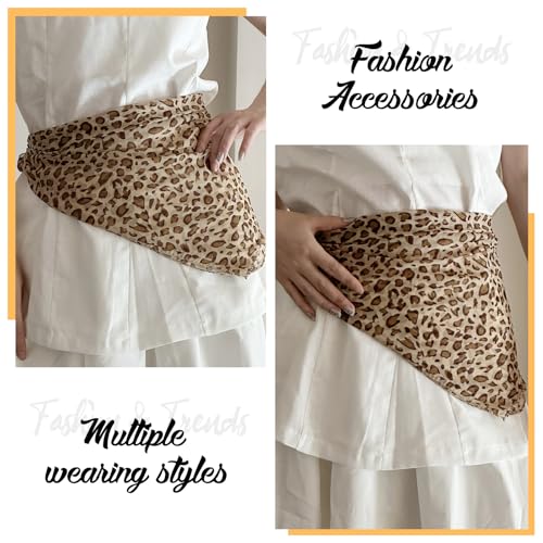 Leopard Print Bandana Scarf -Silk Hair Scarf Animal Print Leopard Neck Scarf Neckerchief for Women 25.5'' x 24.5''3