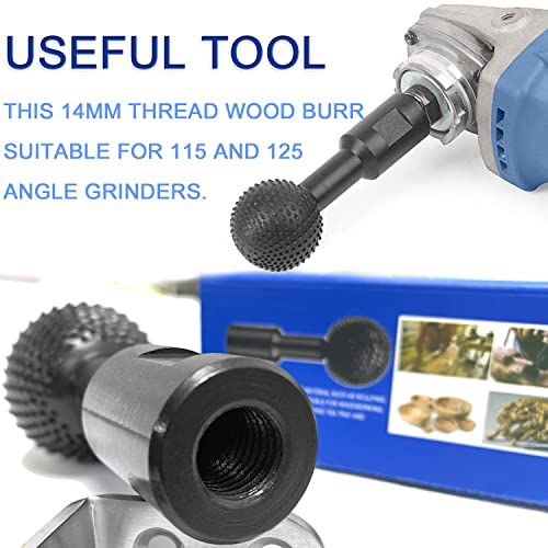 Sphere Rotary Burr - 40Mm Carbide Ball Head Carving File Bit, 14Mm Shank Wood Polishing Engraving Drilling Grinding Woodworking Attachment Tool For 115/125 Angle Grinder Milling Cutter #TOP6