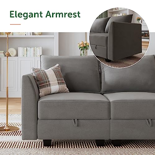Honbay Modular Sectional Sofa Set Oversized U Shaped Couch With Storage Ottoman Convertible Sleeper Sectional Sofa Velvet Modular Couch With Wide Chaise, Grey #TOP7