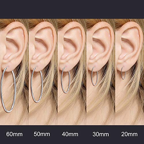 YFN Hoop Earrings Sterling Silver Polished Round Circle Endless Earrings Diameter 20,30,40,50,60,70,80mm4