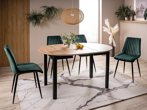 Design Esstisch GS-222 Eiche Artisan - Schwarz matt rund ausziehbar