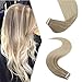 Produktbild YoungSee Blond Balayage Extensions Echthaar Tape - Nordic Seamless Skin Weft Tape in Haarverlangerung - Remy Ombre Tapes Extensions Echthaar Glatt Dickes Haare 20Tressen 50g 35cm