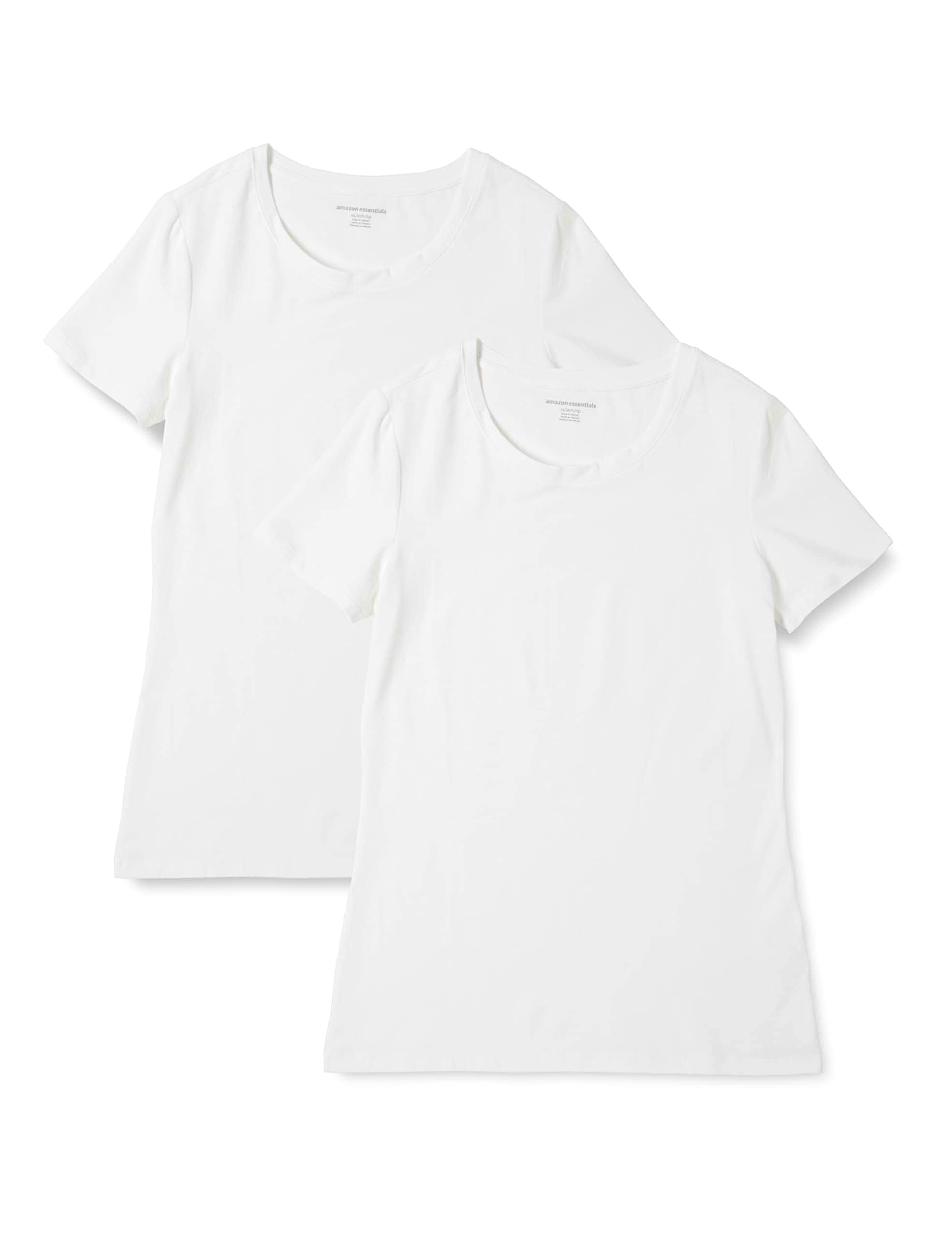Amazon Essentials Women's Regular-Fit Short-Sleeve Crewneck T-Shirt, Cotton Modal Blend, Pack of 2 Short Sleeve