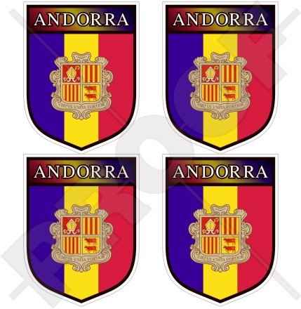 ANDORRE Andorran Écusson La Vella, 50mm Vinyle Autocollants x4 Stickers