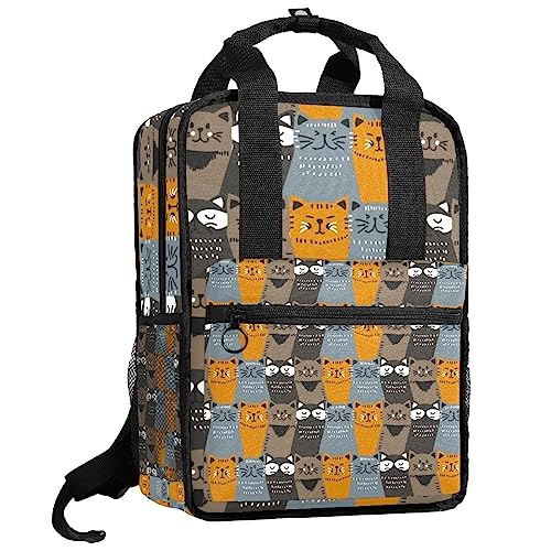 Sac à dos garçons motif chat multicolore idéal pour l'école et les sorties du week-end