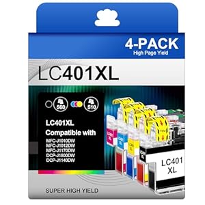 LC401XL – Cartuchos de tinta para impresora Brother LC401 de alto rendimiento para cartuchos de tinta Brother LC401, funcionan para MFC-J1010DW MFC-J1170DW MFC-J1012DW MFC-J1800DW MFC J1010DW (paquete