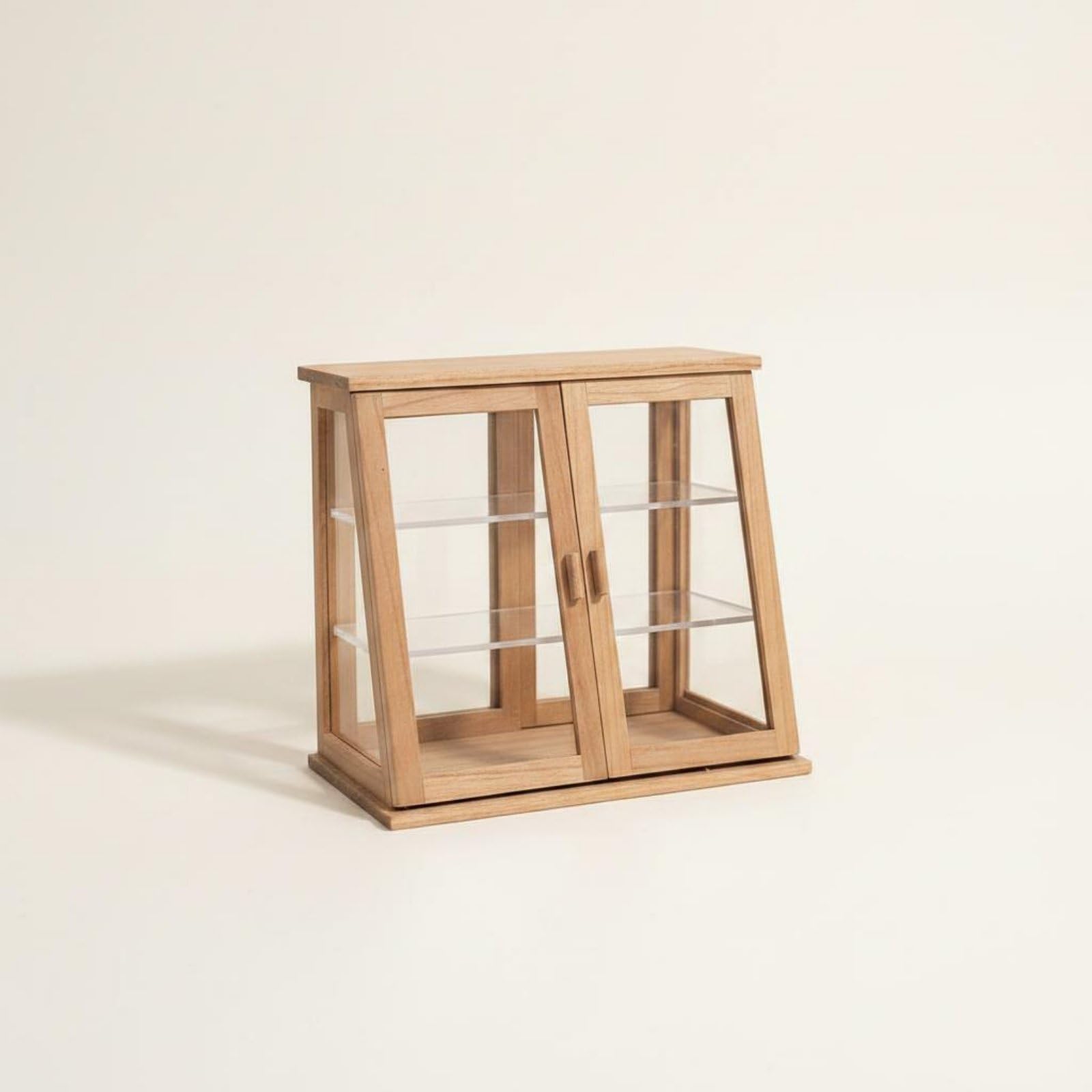 Credenza Espositiva in Miniatura Doppia Anta Vetrina in Miniatura Legno Fatto a Mobile Espositore Vittoriano per Diorami, A-Noce Grezzo, Vetrina Per Torte A Doppia Porta Lunghezza 100mm