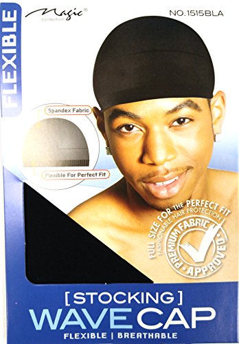 Magic Stocking Wave Cap Pack Black Hair Du Rag - 6 pieces, Spandex fabric, flexible, breathable, one size, comfortable, wig, hair extensions, wig cap, stays on your head