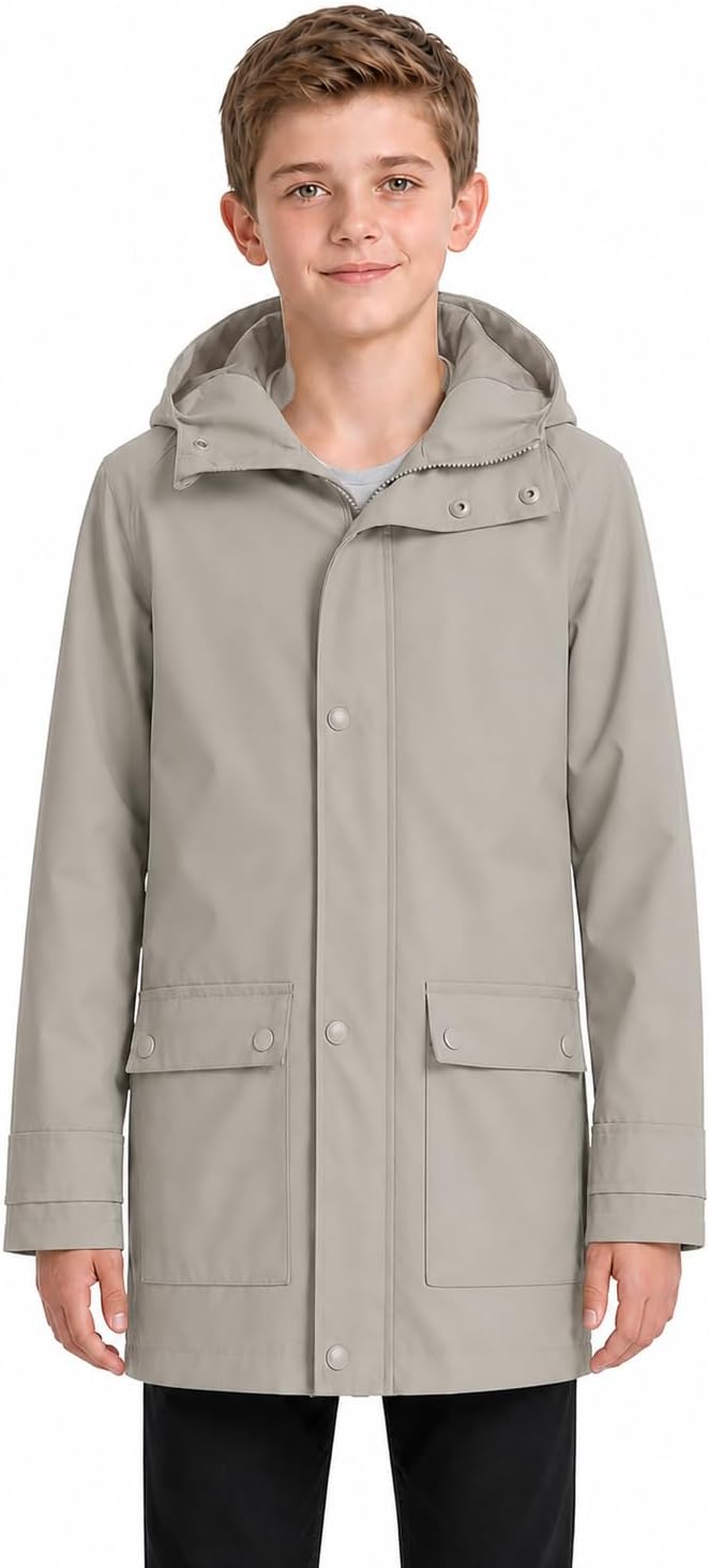 maoo garden Girls Boys Rain Jacket Lightweight Waterproof Raincoat Hooded Lined Long Windbreaker