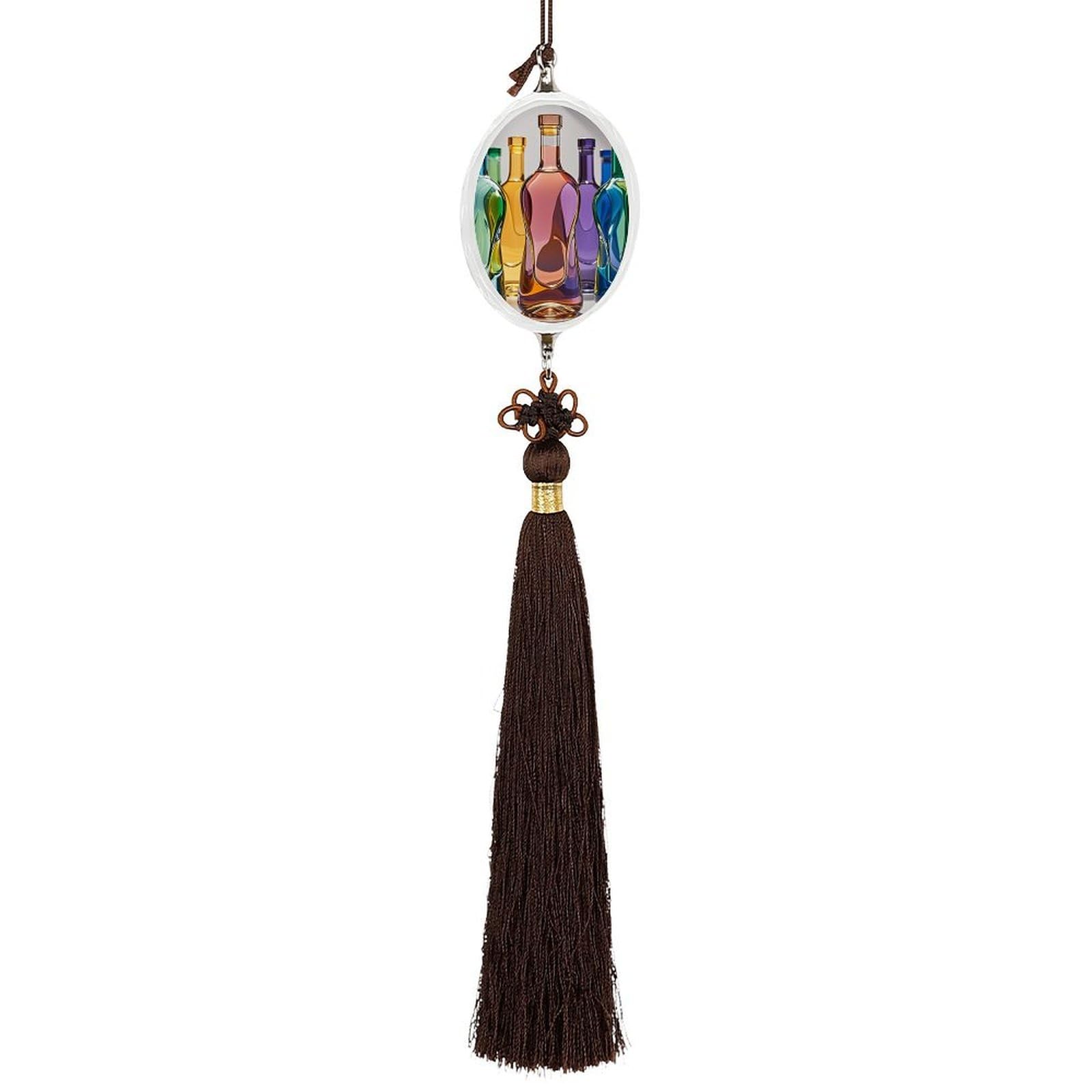 Crystal Auto Pendant Charms Ellipse Crystal Car Rear View Mirror Charms Wine Bottle Art Auto Hanging Interior Ornament Pendant Car Interior Accessories for Women Men CarCharms Decor