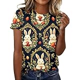 Women Dressy Casual Short Sleeve Blouse T Shirt Fashion Easter Printed Shirts Round Neck 2026 Summer Loose Tops