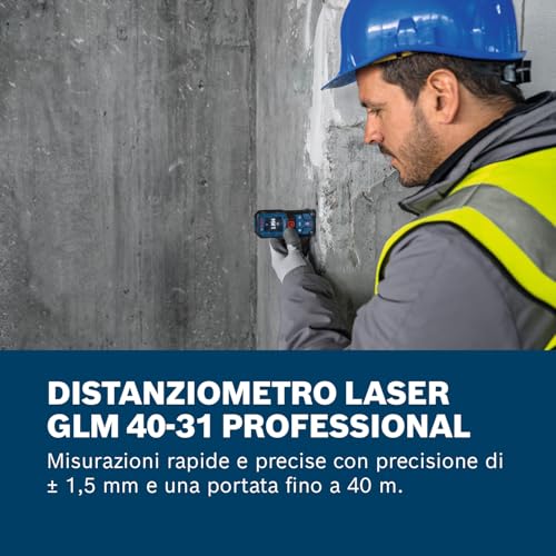 Bosch Professional Distanziometro Laser Glm 40-31 (P65, Carcassa Antiurto, Calcoli Automatici Per Lunghezza/Superficie/Volume, Display A Colori Luminoso, Compatibile Con Batterie Agli Ioni Di Litio) - 2
