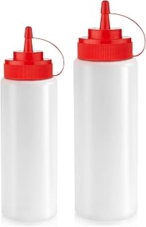 Norcalway 12oz & 16oz Condiment Squeeze Bottles 2-Pack - Leak-Proof BPA-Free Squirt Bottles for Ketchup, Sauce, Oil, Dressing
