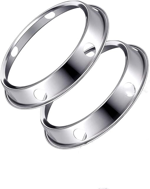 2PCS Stainless Steel Wok Ring/Metallic Round Bottom Wok Rack 7¾-Inch and 9¾-Inch Reversible Size Universal Size for All Woks