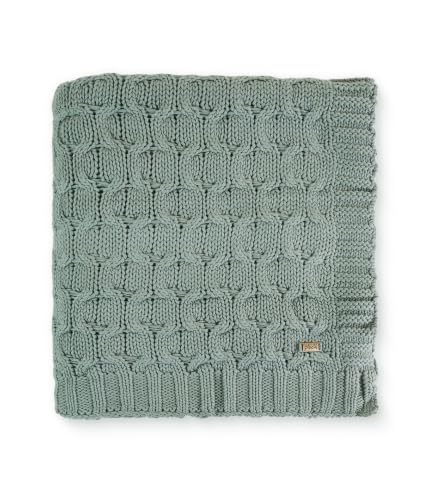 Image of Pluchi Kelly Knit Cotton Knitted Textured All Season AC Throw Blanket for Sofa (Luxurious,125cm X 150cm, 49 x 59 Inches) (Lily Pad Blue)