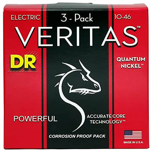 Dr Strings Veritas Coated Core Technology Electric Guitar Strings, Medium 10-46, 3-Pack (Vte-10-3Pk) #TOP19