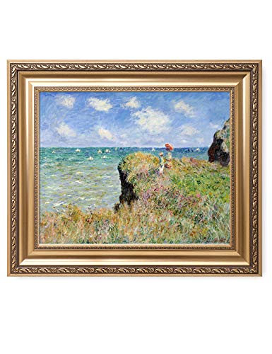 DECORARTS Claude Monet Wall Art Framed, Cliff Walk at Pourville, 26x22''