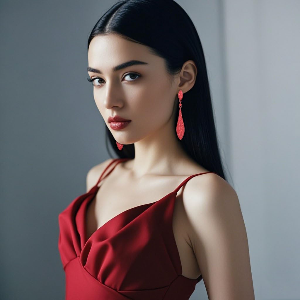 Rhinestone Statement Earrings Double Waterdrop Earrings Cluster Crystal Drop Dangle Earrings Prom Party Wedding Earrings for Women - Image 8