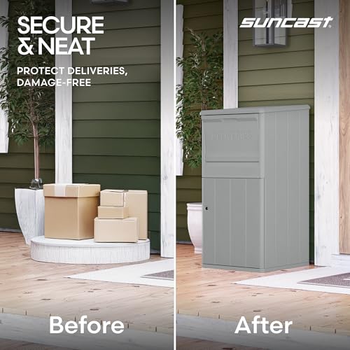 Suncast 33.5-Gallon Capacity Package Delivery Box, Parcel Drop Box with Lock, Weather Resistant Outdoor Storage Solution for Secure Package Deliveries, Made in USA - image 4