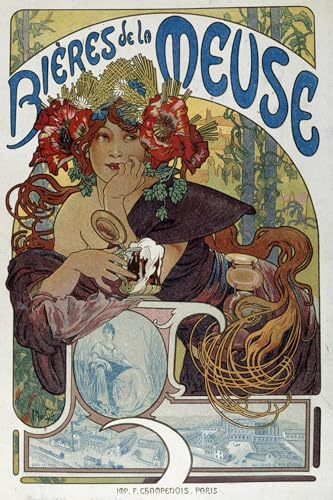 Tableau La Sorcière d'Alphonse Mucha 60x90cm pour décoration murale de chambre