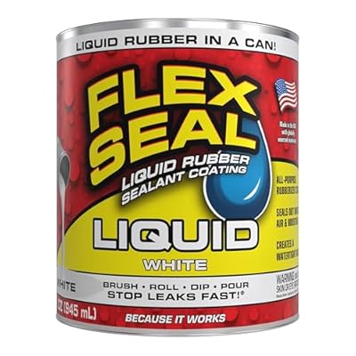 Flex Seal Liquid, Rubber Coating Sealant, Waterproof, Flexible, Breathable, and UV Resistant, Roof Repair, Basements, RV, Campers, Trailers, Marine, EPDM, Masonry, White, 32 oz