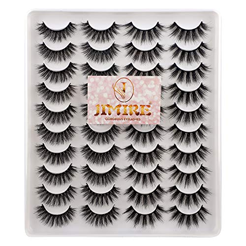 Jimire 20 Pairs False Eyelashes 2 Styles Mixed Fluffy Eyelashes Natural Volume Wispy Faux Mink Lashes Pack #TOP6