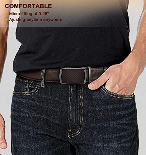 Image of BULLIANT Men's 2-Pack Ratchet Leather Belt Trimmable 1 3 /8 inch-Gift Boxed
