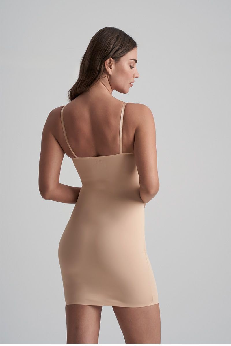 Bye Bra Vestido Lencero Invisible, Vestido Moldeador, Ropa Interior para Mujer, Faja Moldeadora para Mujer, Control De Barriga Ligero, Correas Ajustables, Beige/Marrón/Negro, S-XXL