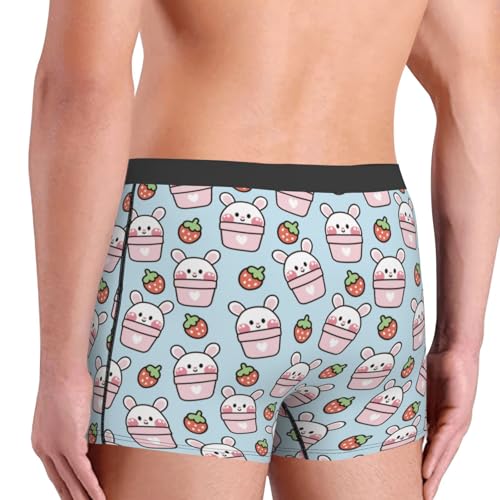 Cute Rabbit with Strawberry Men's Boxer Briefs Lightweight Soft Comfort Breathable Stretch Underwear3
