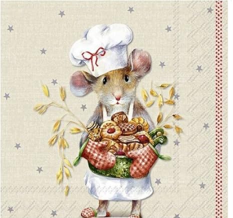 Set of 2 Paper LUNCH Decoupage Napkins CHRISTMAS Tree Mice Mouse For Needlework Perfect For Birthday Holiday Wedding Cocktail Projects Premium Quality Exquisite Designs