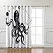 Pulpo Geométrico Cosmic Planet Cortinas De Habitación Pintadas A Mano En Blanco...