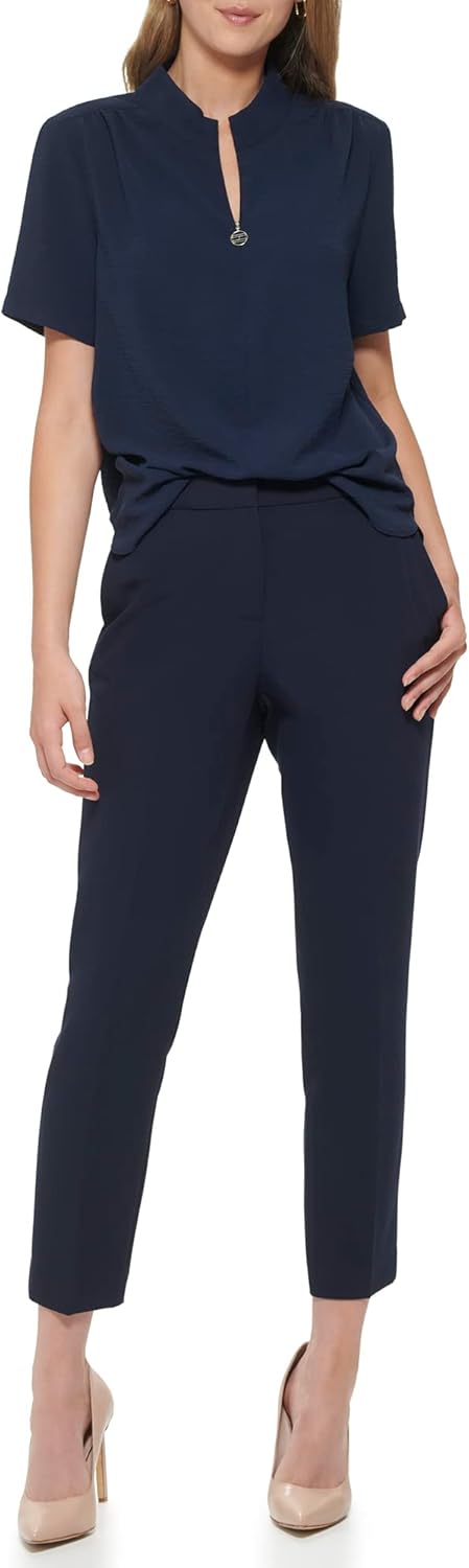 Tommy Hilfiger Women's Short Sleeve Logo Zip Blouse - Image 2