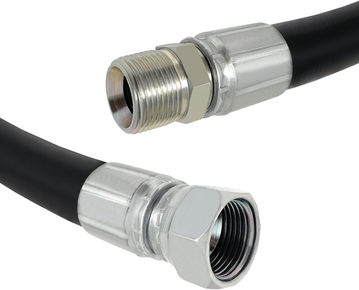 3/4" Hydraulic Hose Assembly, Double Wire Braid, Female JIC Straight Swivel x Male NPT Straight, 3120 PSI, 60" Length