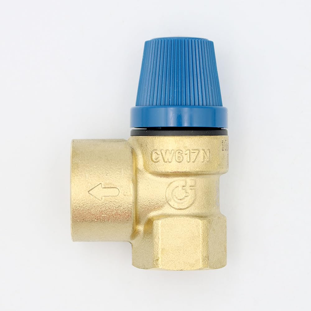 Caleffi Membrana Válvula de seguridad, 1/2 x 3/4 pulgadas, presión de respuesta, 10 bar, válvula de sobrepresión, válvula de calefacción, válvula de limitación de presión, válvula de diafragma