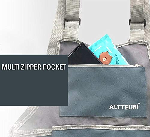 AltteURI Garden Picking Bag Apron Storage Pouch with Zipper Pocket for Fruit,Vegetable, Harvest,Herbs/Adjustable Size, Grey,Women, Men