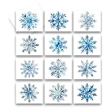 Aria Rae Design Assorted Snowflake Christmas Greeting Cards, Set of 12, Heavyweight Card Stock, Christmas Notecards