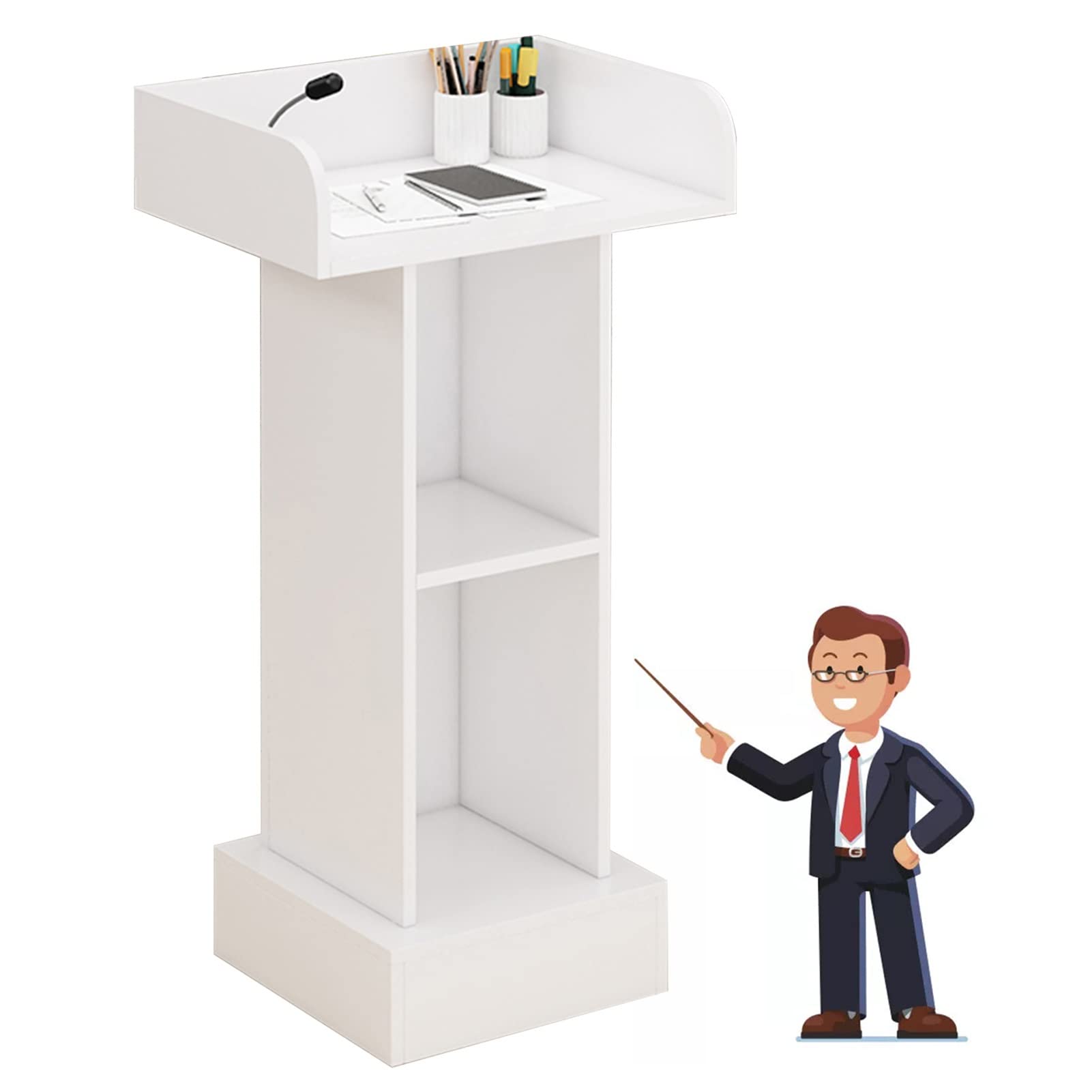 Buy OYhmc Podium Presentation Lectern Stand, Podium Commercial Lectern Podiums, 2 Storage Room