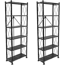 Origami 2-Pack Bookshelf، 6-Tier Foldable Bookcase Organizer & Storage Shelf Rack، Black