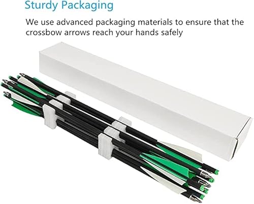 Carbon Crossbow Bolts 20 Inch Hunting Archery Arrows For Outdoor Practice，Removable Tips (Pack Of 12) (20 In Green And White) #TOP6