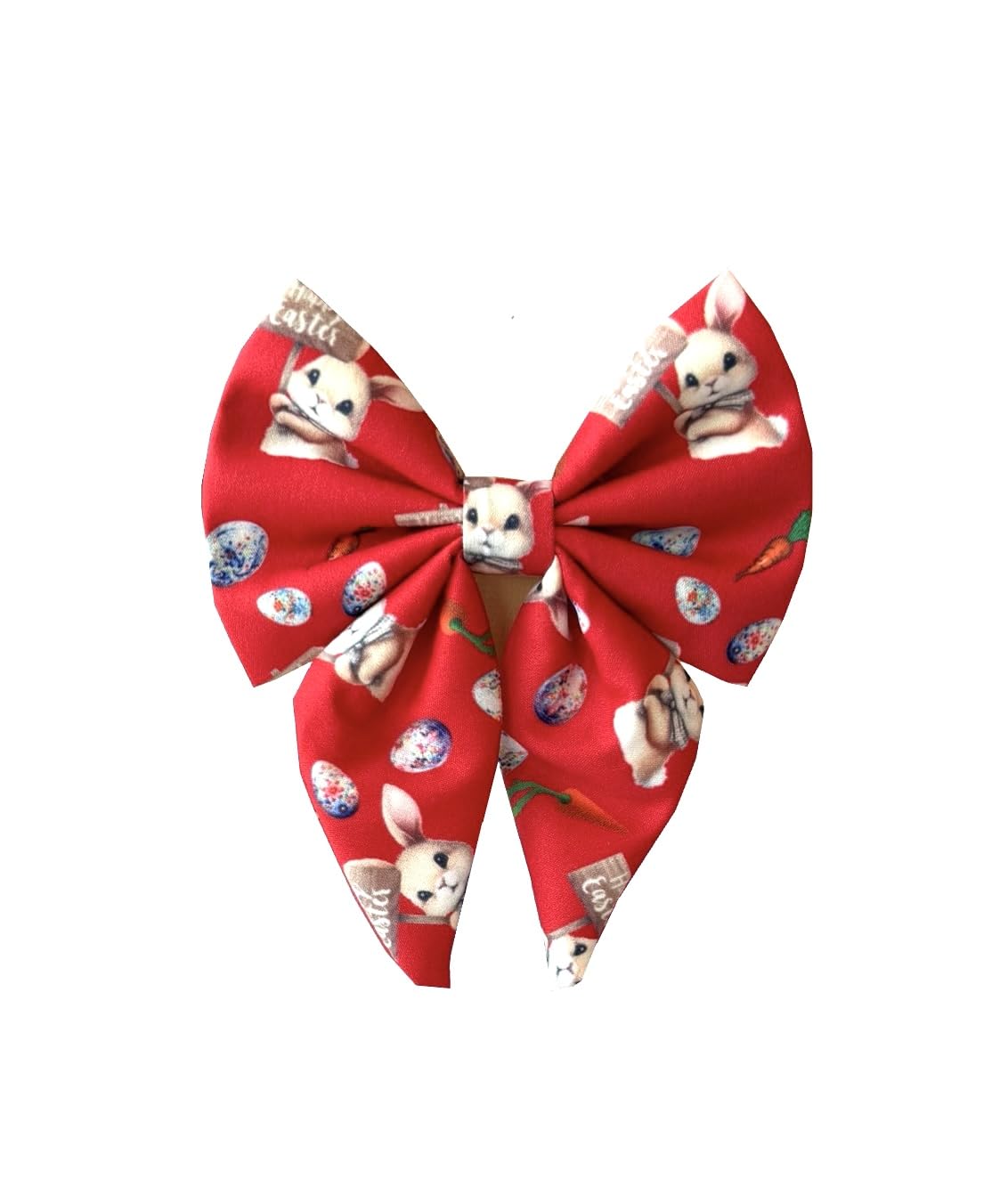 New Dogs Bow Tie Bowtie Sailor Easter Rabbit EGGS carrots RED Elastic Band ACCESSORY UK (Happy Easter Large)