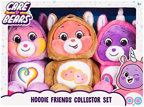 ALTAY Care Bears Hoodie Limited Edition Snuggle Friends Stuffed Animals 3 Pcs Pack Including Togetherness, Love-a-lot and Share Bears